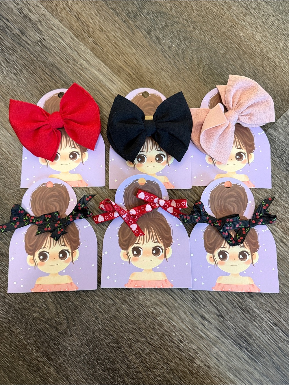 New Kids Bow headbands and Hair Clips - Red, Black & Pink Set